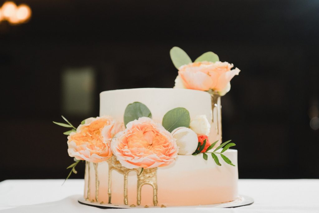 Stylish modern wedding cake.